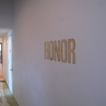 plaster and gold leaf sign on wall for "HONOR" show during fashion week 2010, NYC