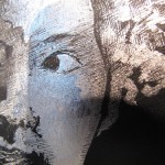 "Kaya" Palladium Leaf on black panel, detail