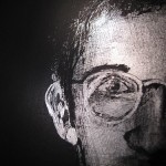"Keith" Palladium Leaf on black panel, detail