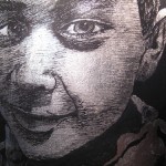 "boy" Palladium Leaf on black panel, detail