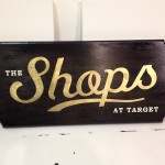 23 K Gold & Palladium Leaf on custom cut stained & waxed wood for TARGET ad